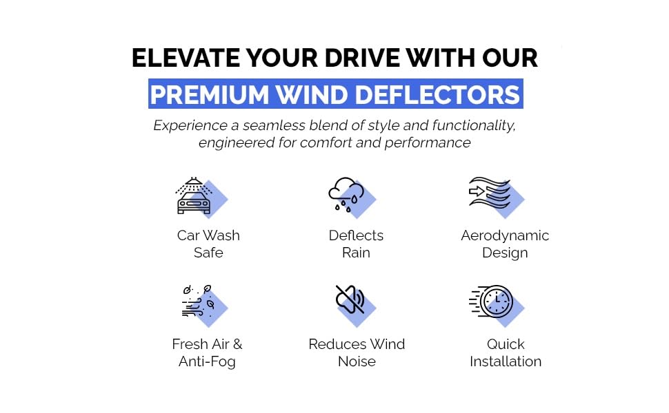 Set Of 4 STICK-ON Wind Deflectors Compatible with TOYOTA COROLLA 5-door Hatchback 2019 2020 2021 2022 2023 Models.
