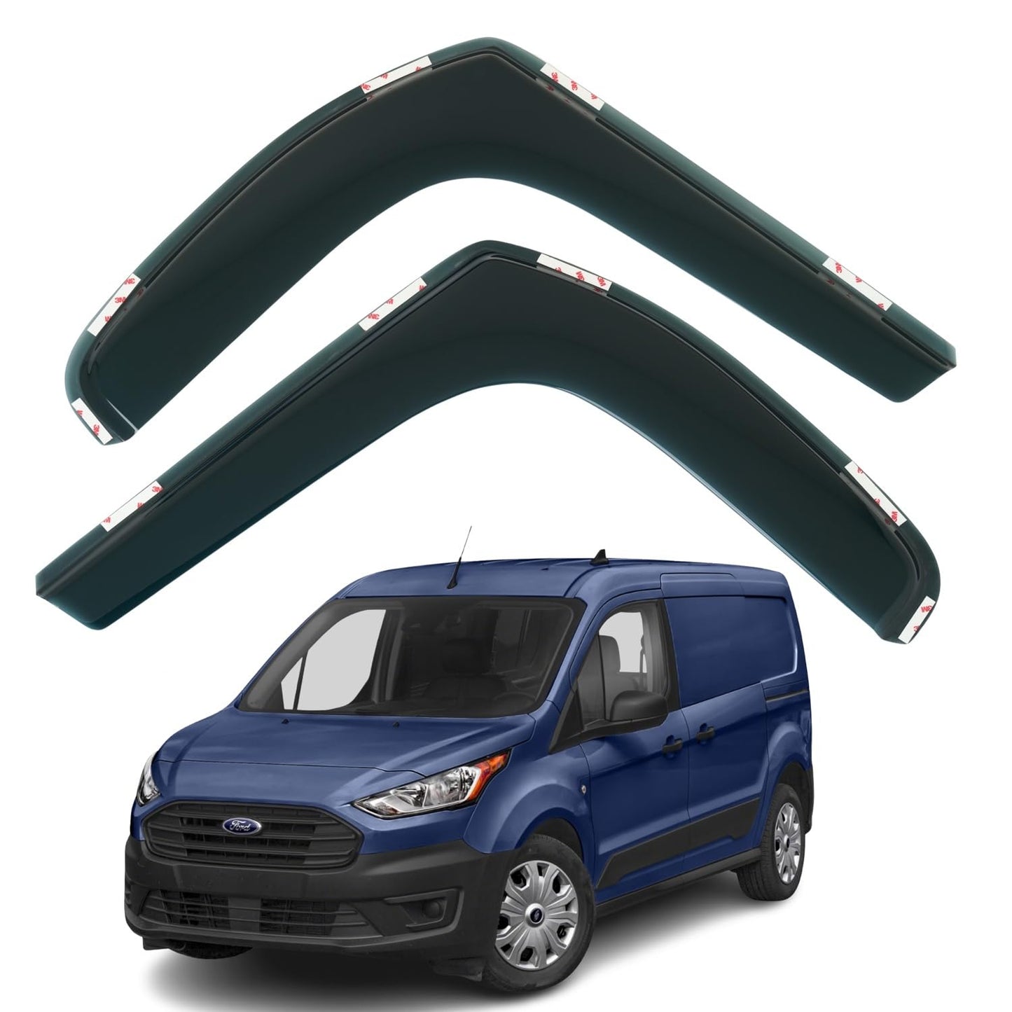 AirFlux Set Of 2 Wind Deflectors Compatible with FORD TRANSIT CONNECT MK2 2014 2015 2016 2017 2018 2019 2020 2021 2022 2023 Models.