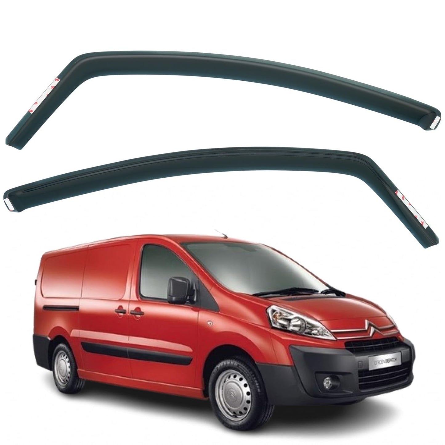 Set Of 2 Wind Deflectors Compatible with CITROEN DISPATCH/JUMPY, Fits PEUGEOT EXPERT, Fits FIAT SCUDO, Fits TOYOTA PROACE 2007 2008 2009 2010 2011 2012 2013 2014 2015