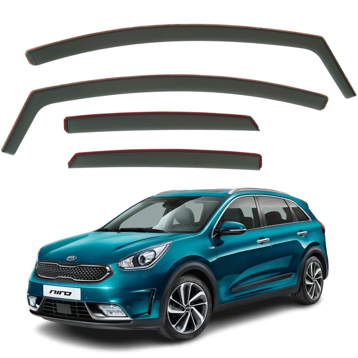 AirFlux Set Of 4 Wind Deflectors Compatible with KIA NIRO/E-NIRO 2016 2017 2018 2019 2020 2021 Models