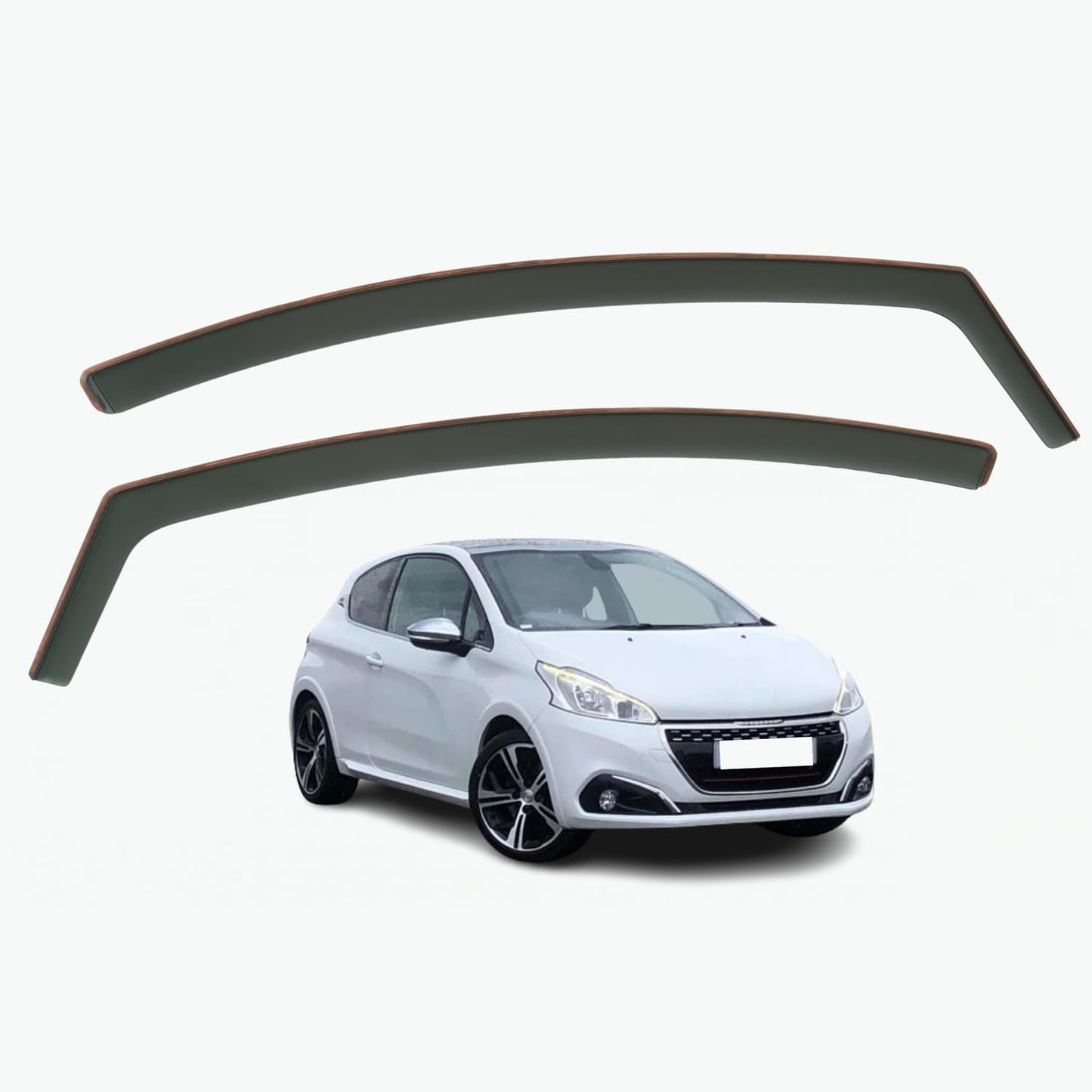 Set Of 2 Wind Deflectors Compatible with PEUGEOT 208 3-door HATCHBACK 2012 2013 2014 2015 2016 2017 2018 Models.