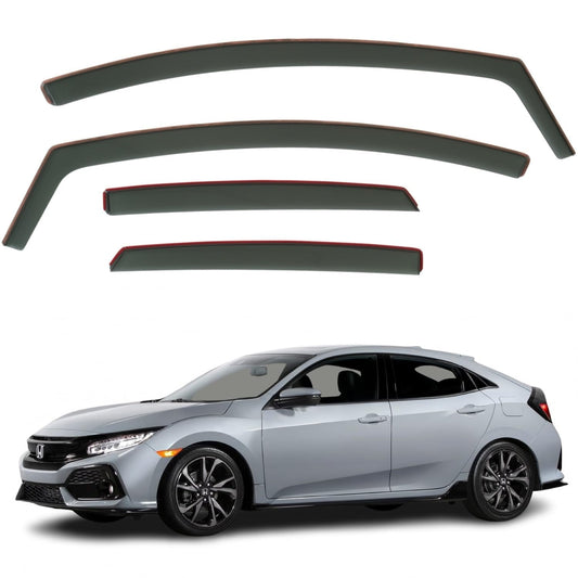 Set Of 4 Wind Deflectors Compatible with HONDA CIVIC Hatchback Type R 2017 2018 2019 2020 2021 Models.