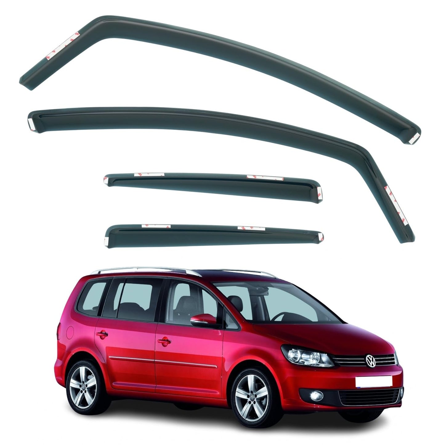 Set Of 4 Wind Deflectors Compatible with VOLKSWAGEN TOURAN 2003 2004 2005 2006 2007 2008 2009 2010 2011 2012 2013 2014 Models.