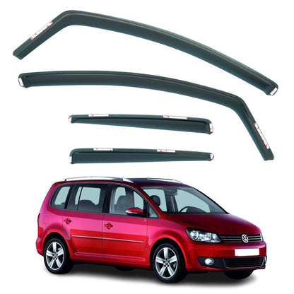 Set Of 4 Wind Deflectors Compatible with VOLKSWAGEN TOURAN 2003 2004 2005 2006 2007 2008 2009 2010 2011 2012 2013 2014 Models.
