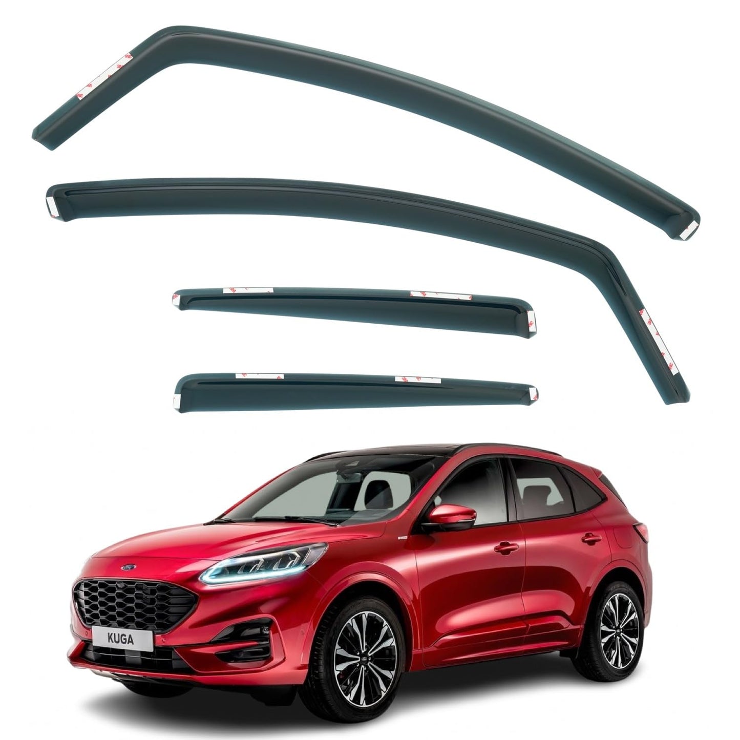 Set Of 4 Wind Deflectors Compatible with FORD KUGA 5-door SUV 2020 2021 2022 2023 2024 2025 Models.