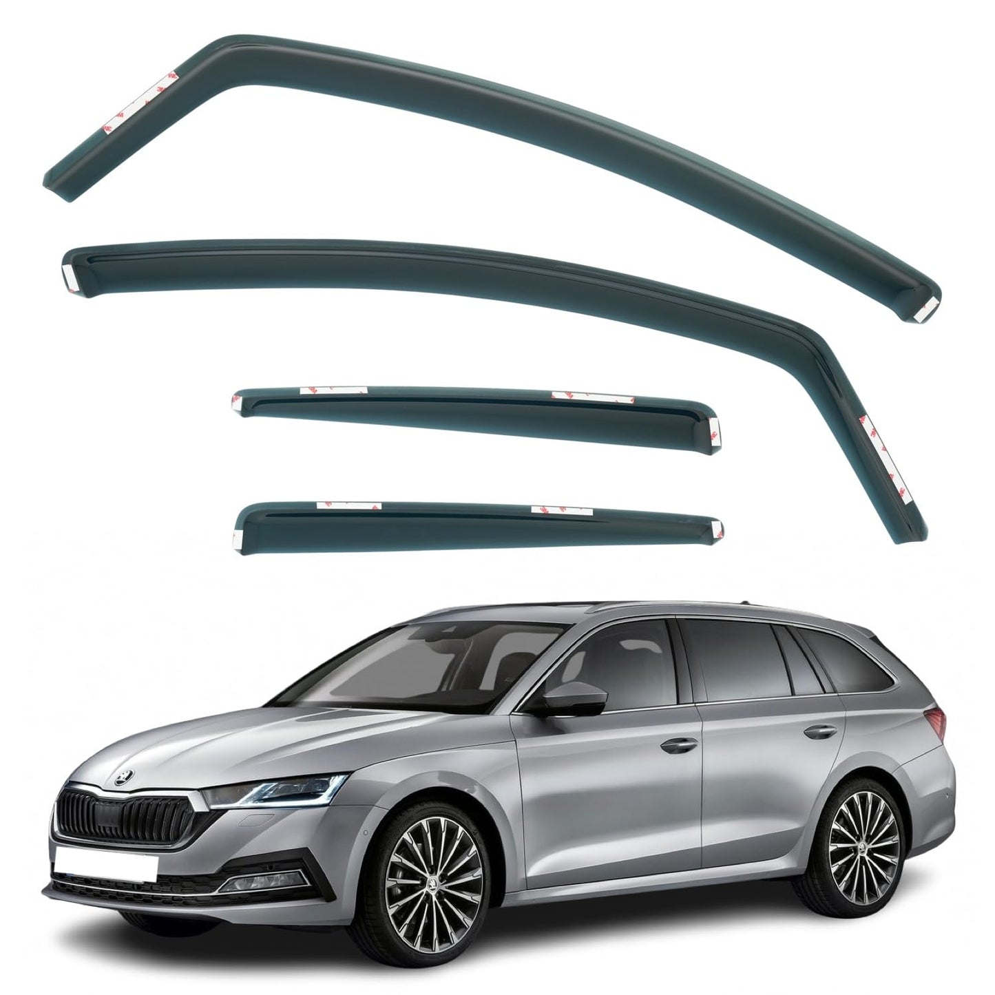 Set Of 4 Wind Deflectors Compatible with SKODA OCTAVIA 5-door ESTATE/WAGON 2020 2021 2022 2023 2024 2025 Models