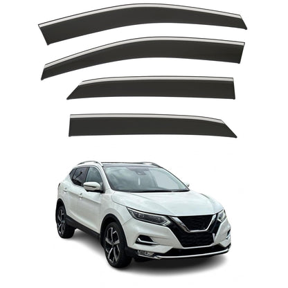 Set Of 4 STICK-ON Wind Deflectors Compatible with NISSAN QASHQAI 2014 2015 2016 2017 2018 2019 2020 2021 Models.