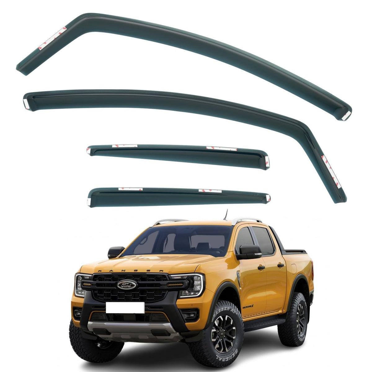 Ford Ranger MK2 T6.2 Wind Deflectors 2022–2027, In-Channel