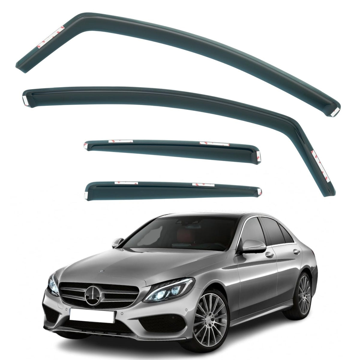 Mercedes-Benz C-Class W205 Wind Deflectors 2014–2023, In-Channel