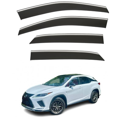 Set Of 4 STICK-ON Wind Deflectors Compatible with LEXUS RX 450h 2016 2017 2018 2019 2020 2021 2022 Models.