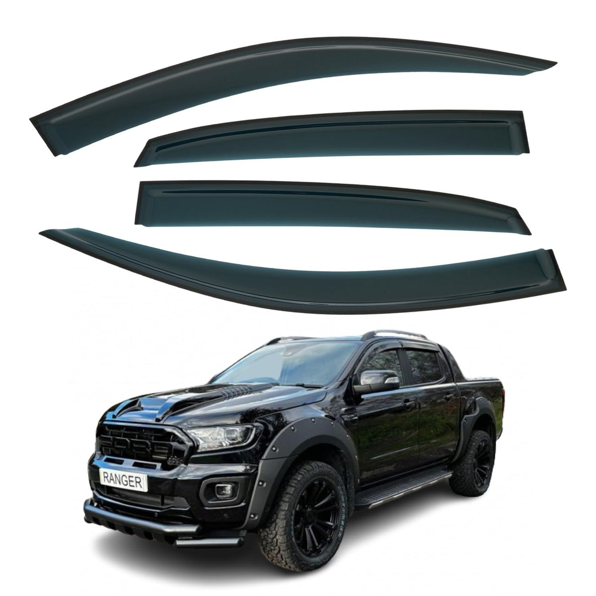 Ford Ranger T6 Wind Deflectors 2012–2025, Out-Channel