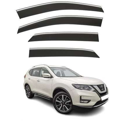 Set Of 4 STICK-ON Wind Deflectors Compatible with NISSAN X-TRAIL 2014 2015 2016 2017 2018 2019 2020 2021 Models