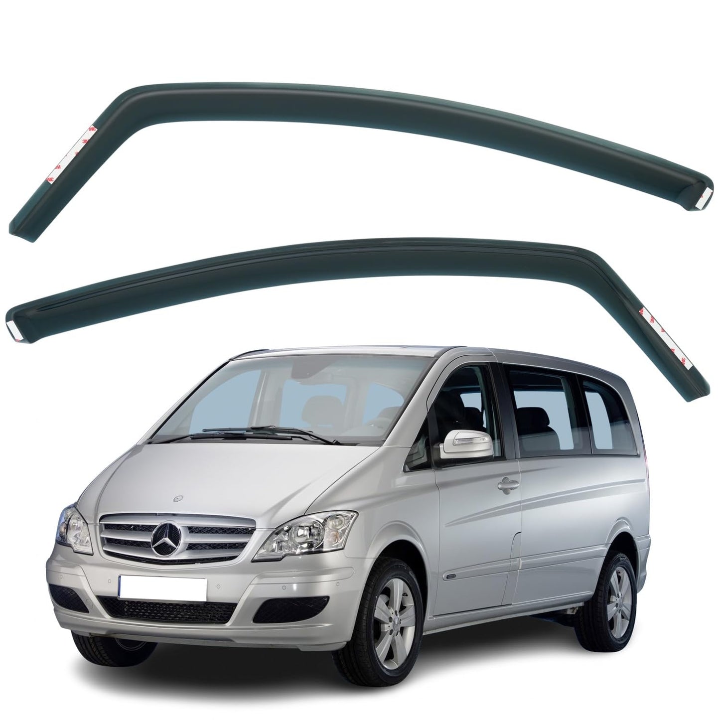 Set Of 2 Wind Deflectors Compatible with MERCEDES-BENZ VITO VIANO W639 2004 2005 2006 2007 2008 2009 2010 2011 2012 2013 Models