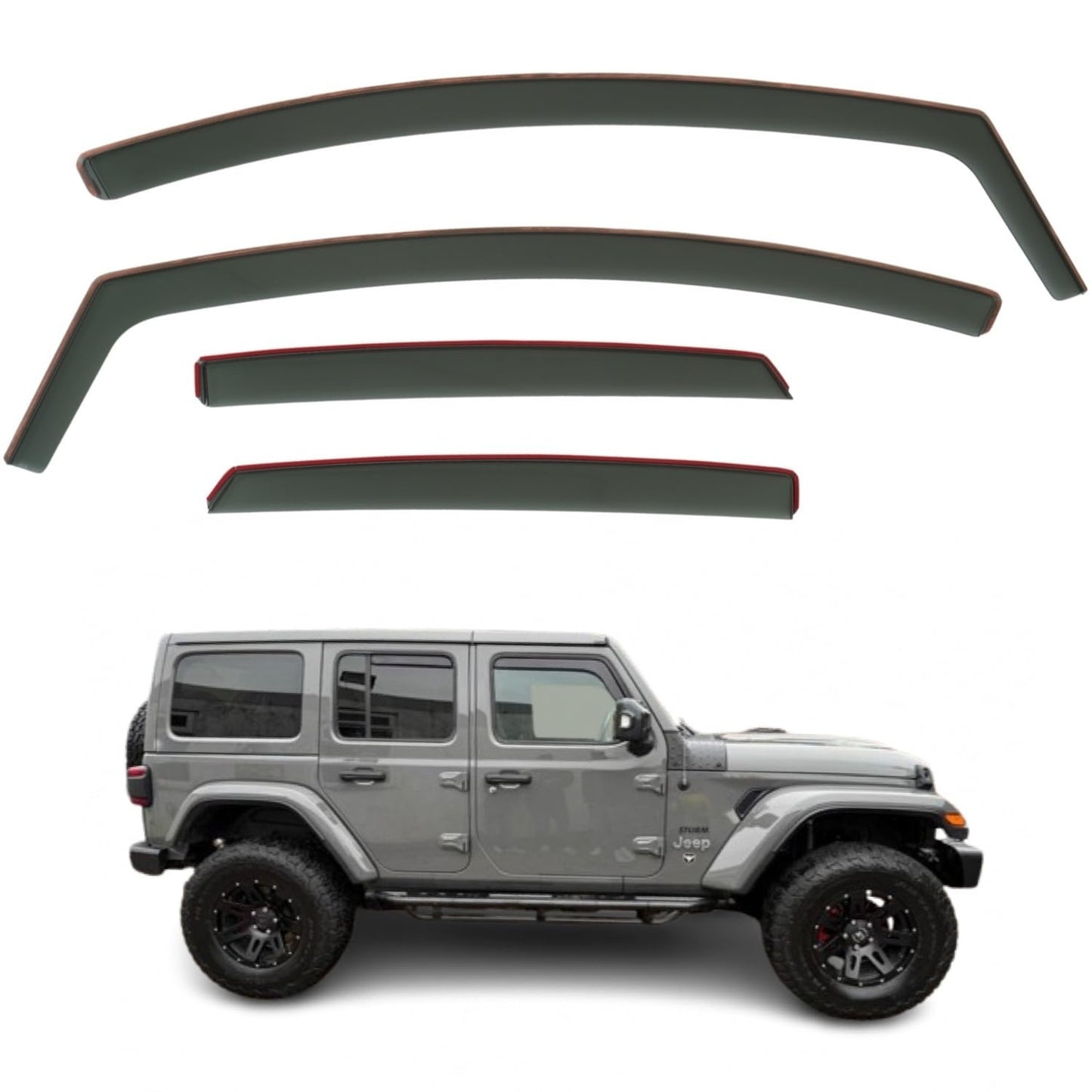 Set Of 4 Wind Deflectors Compatible with JEEP WRANGLER 5-door SUV 2018 2019 2020 2021 2022 2023 2024 2025 Models.