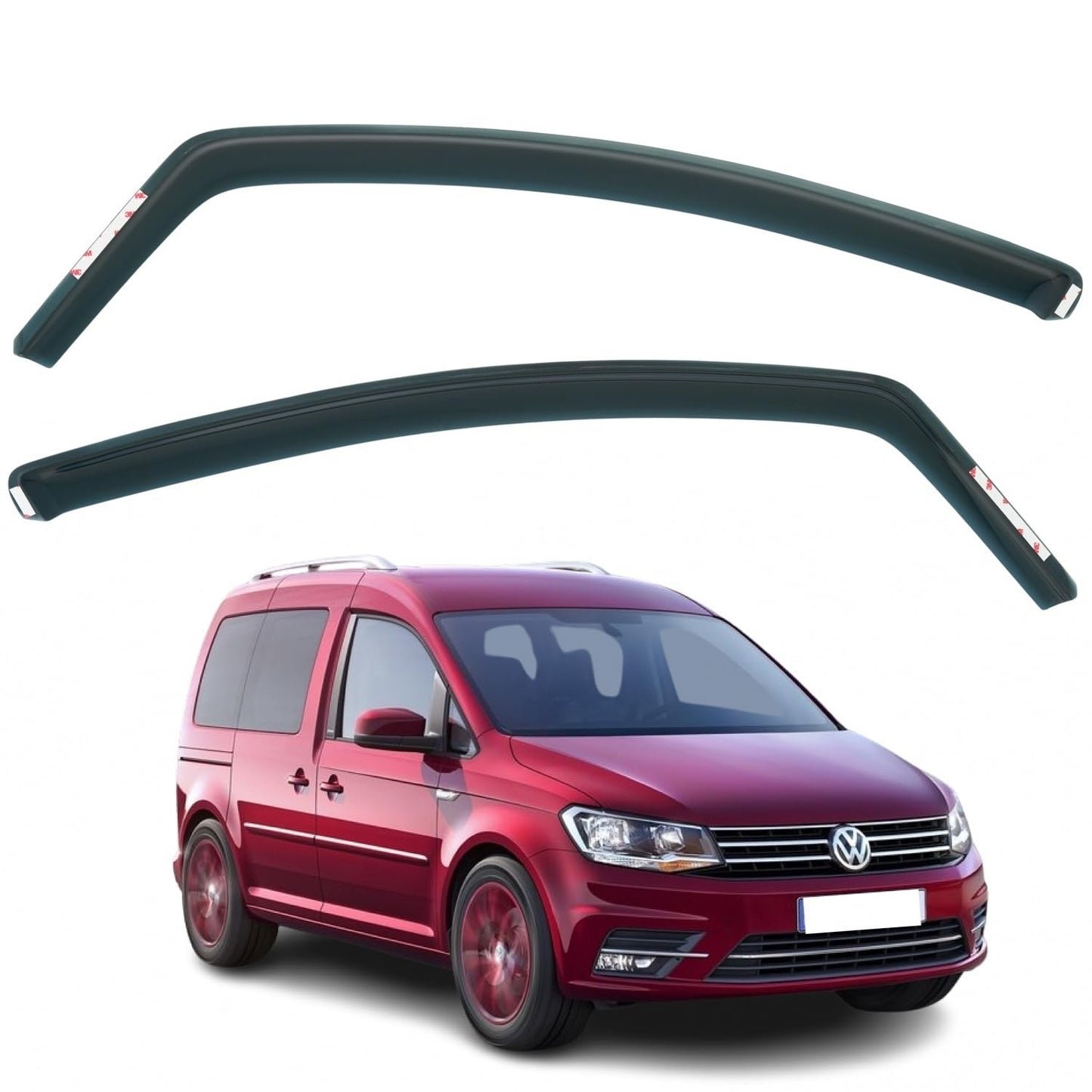 Set Of 2 Wind Deflectors Compatible with VOLKSWAGEN CADDY 2015 2016 2017 2018 2019 2020 Models.