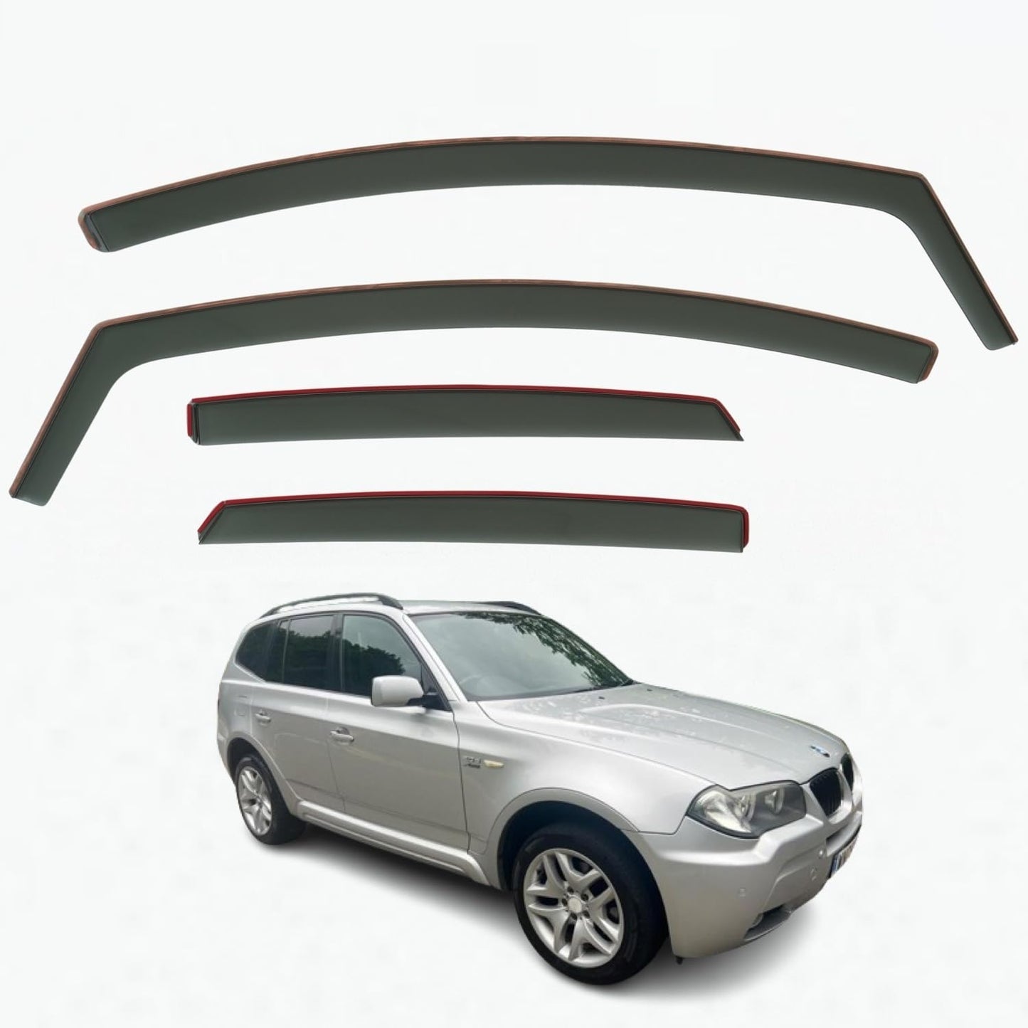 Set Of 4 Wind Deflectors Compatible with BMW X3 Series E83 5-door SUV 2003 2004 2005 2006 2007 2008 2009 Models.