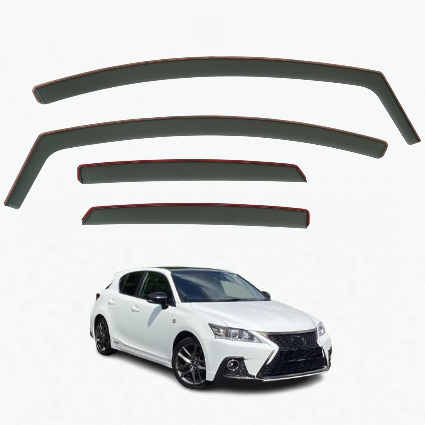 Set Of 4 Wind Deflectors Compatible with LEXUS CT 200h 5-door Hatchback 2011 2012 2013 2014 2015 2016 2017 2018 2019 2020 2021 Models.