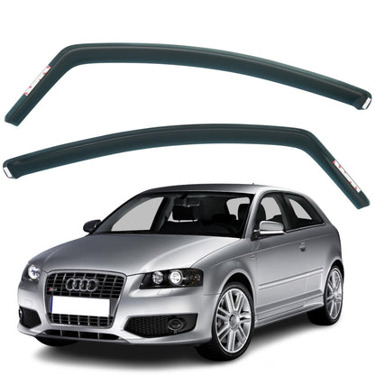 AirFlux Set Of 2 Wind Deflectors Compatible with AUDI A3 S3 3-door HATCHBACK 2004 2005 2006 2007 2008 2009 2010 2011 2012 Models.