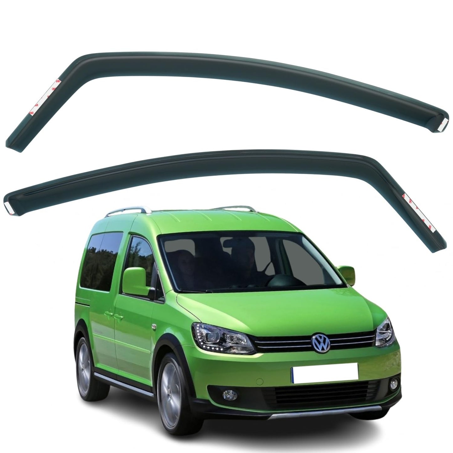 Set Of 2 Wind Deflectors Compatible with VOLKSWAGEN CADDY MK3 2003 2004 2005 2006 2007 2008 2009 2010 2011 2012 2013 2014 Models.