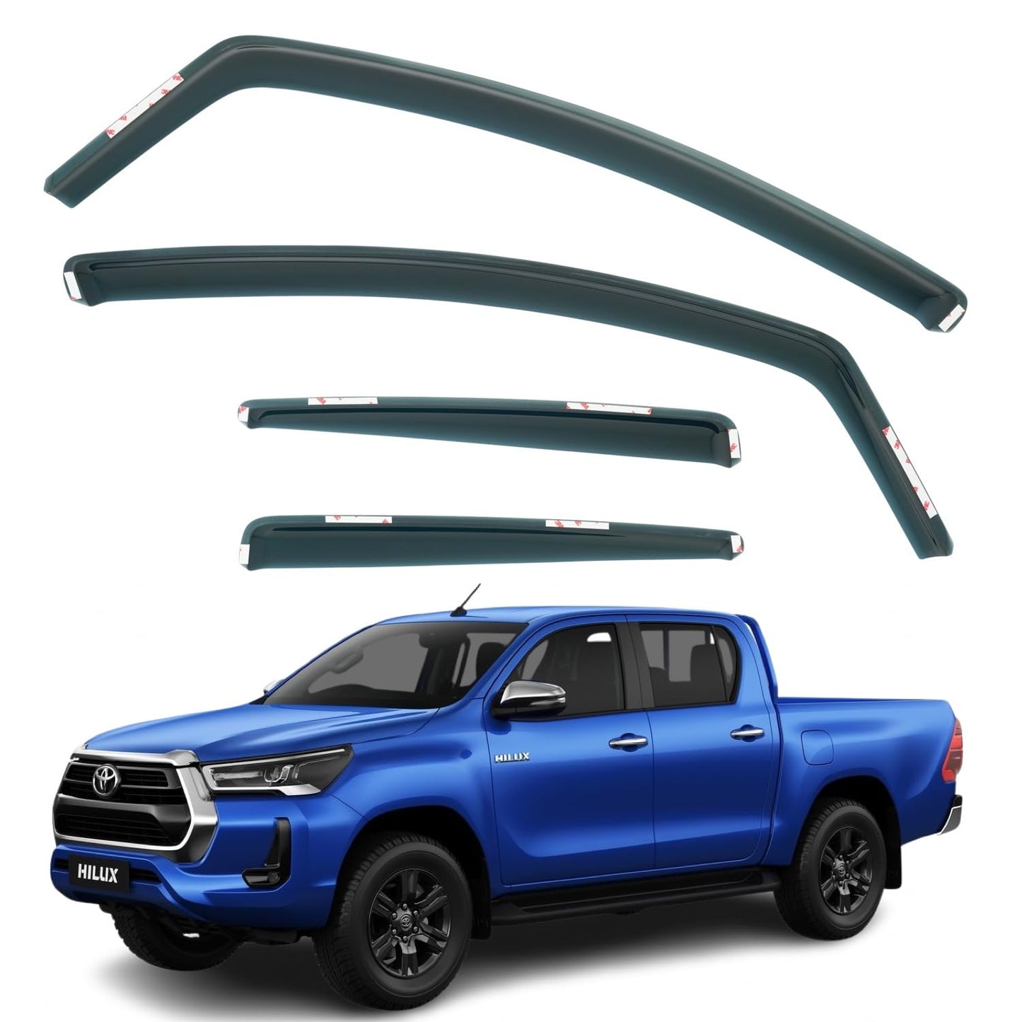 Set Of 4 Wind Deflectors Compatible with TOYOTA HILUX 4-door 2016 2017 2018 2019 2020 2021 2022 2023 2024 Models