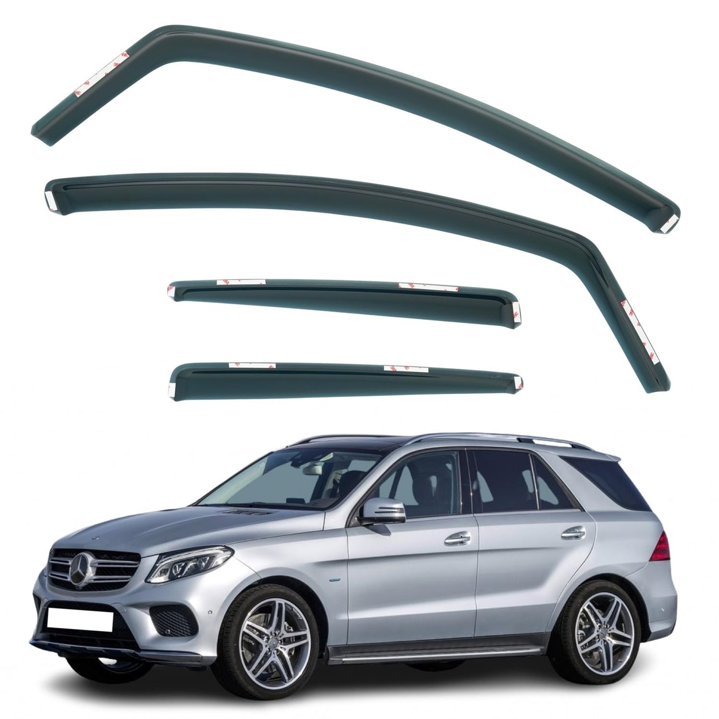 Set Of 4 Wind Deflectors Compatible with MERCEDES-BENZ M-Class ML-Class GLE-Class W166 2012 2013 2014 2015 2016 2017 2018 Models.