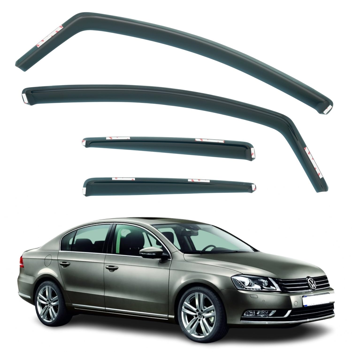 Volkswagen Passat B6 B7 Wind Deflectors 2006–2014, In-Channel