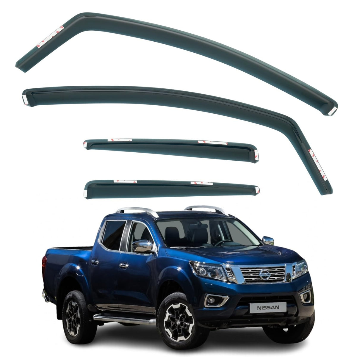 Nissan Navara MK3 Wind Deflectors 2016–2023, In-Channel
