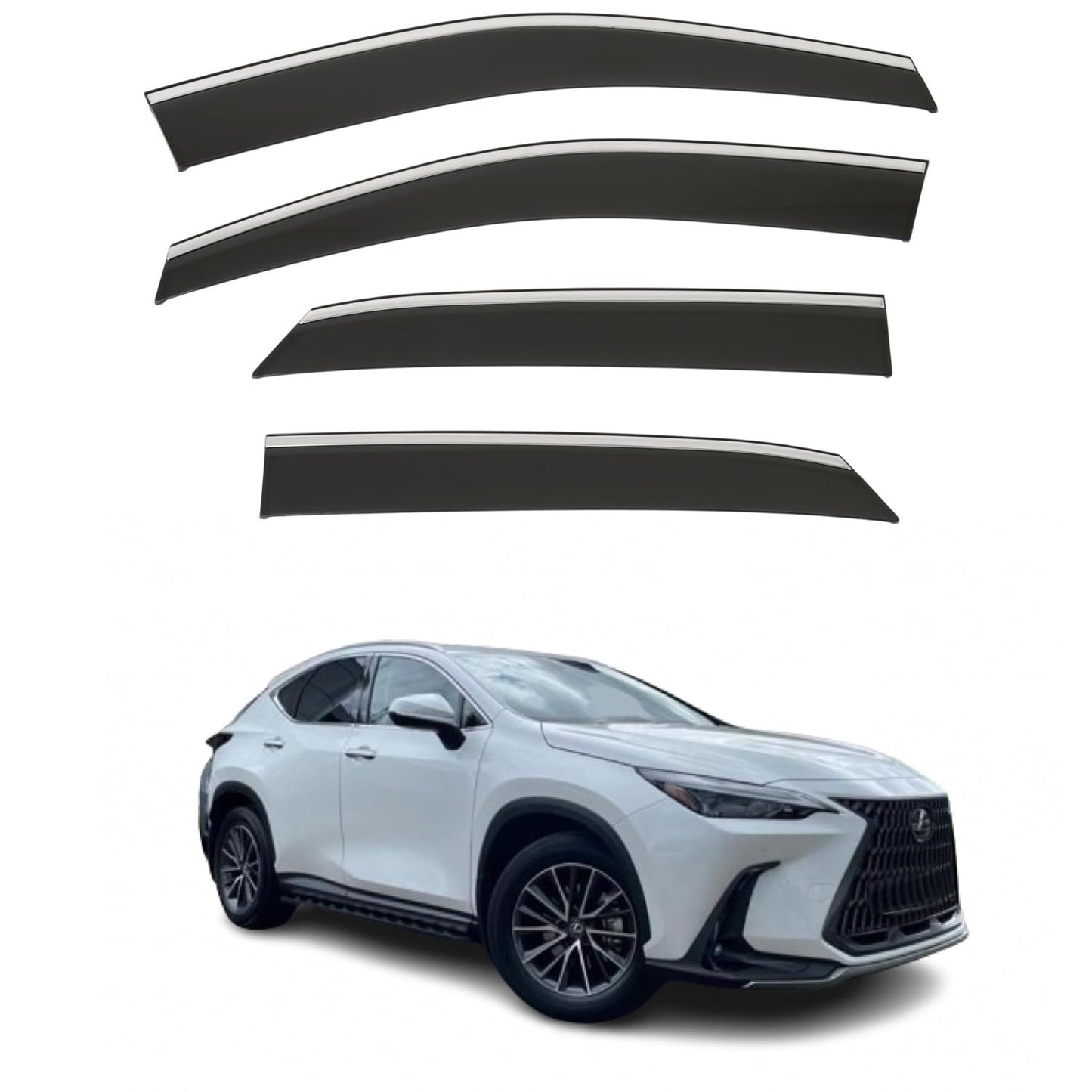 Set Of 4 Wind Deflectors Compatible with LEXUS NX 350h 450h 2022 2023 2024 2025 2026 Models. (External Stick On FIT)