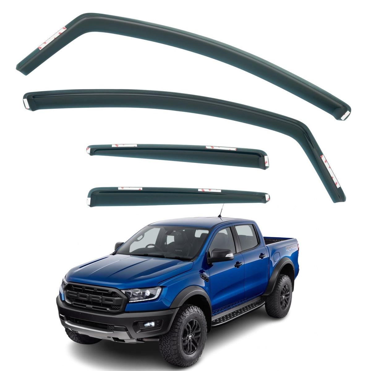 Ford Ranger T6 Wind Deflectors 2012–2025, In-Channel