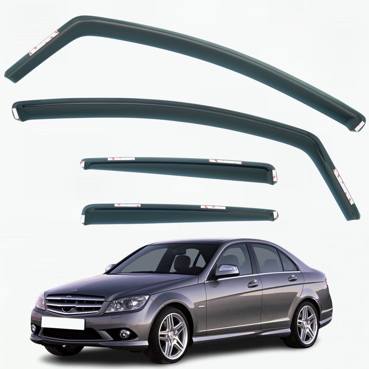 Mercedes-Benz C-Class W204 Wind Deflectors 2008–2013, In-Channel