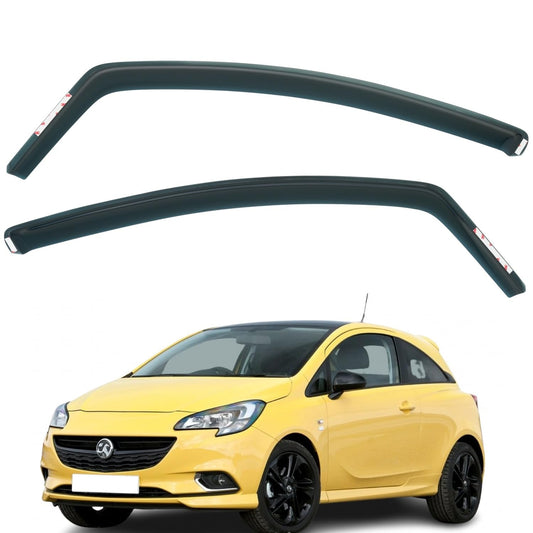 Set Of 2 Wind Deflectors Compatible with VAUXHALL CORSA D & E/OPEL CORSA D & E 3-door Hatchback 2007 2008 2009 2010 2011 2012 2013 2014 2015 2016 2017 2018 2019 Models.