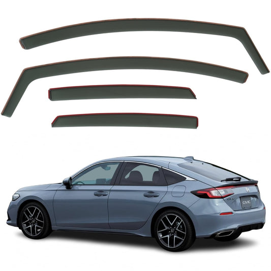 Set Of 4 Wind Deflectors Compatible with HONDA CIVIC 5-door Hatchback Type R 2022 2023 2024 2025 2026 Models.