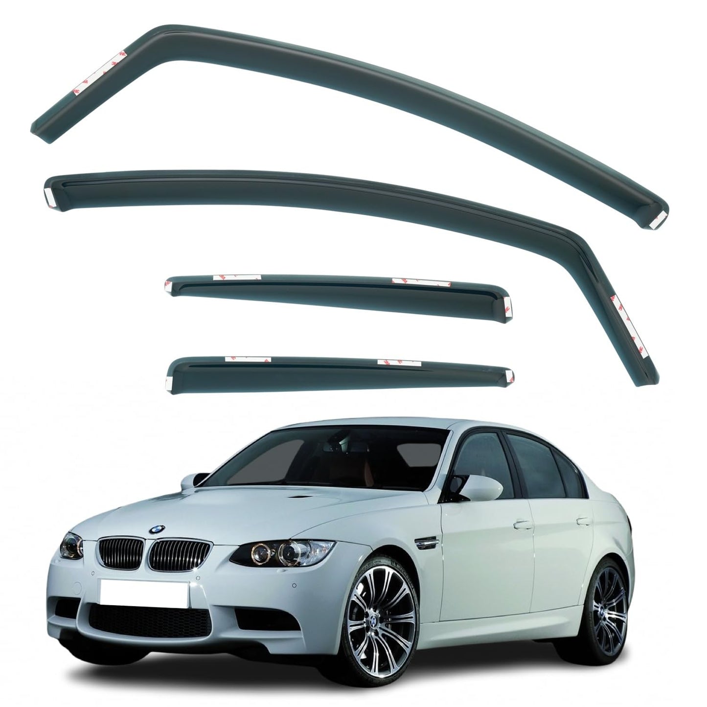 Set Of 4 Wind Deflectors Compatible with BMW 3 Series M3 E90 4-door SALOON 2005 2006 2007 2008 2009 2010 2011 Models.