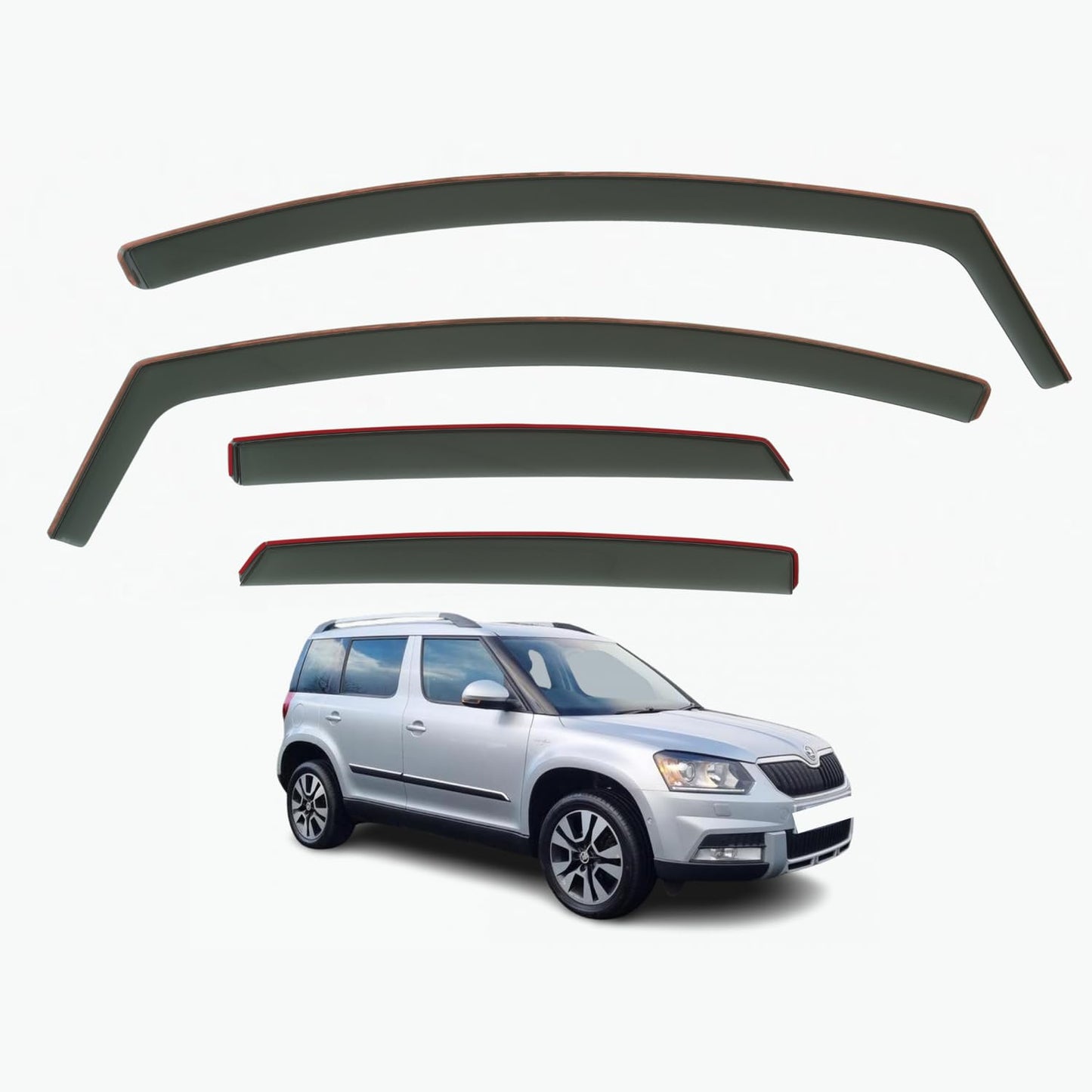 Set Of 4 Wind Deflectors Compatible with SKODA YETI 5-door SUV 2009 2010 2011 2012 2013 2014 2015 2016 2017 Models.