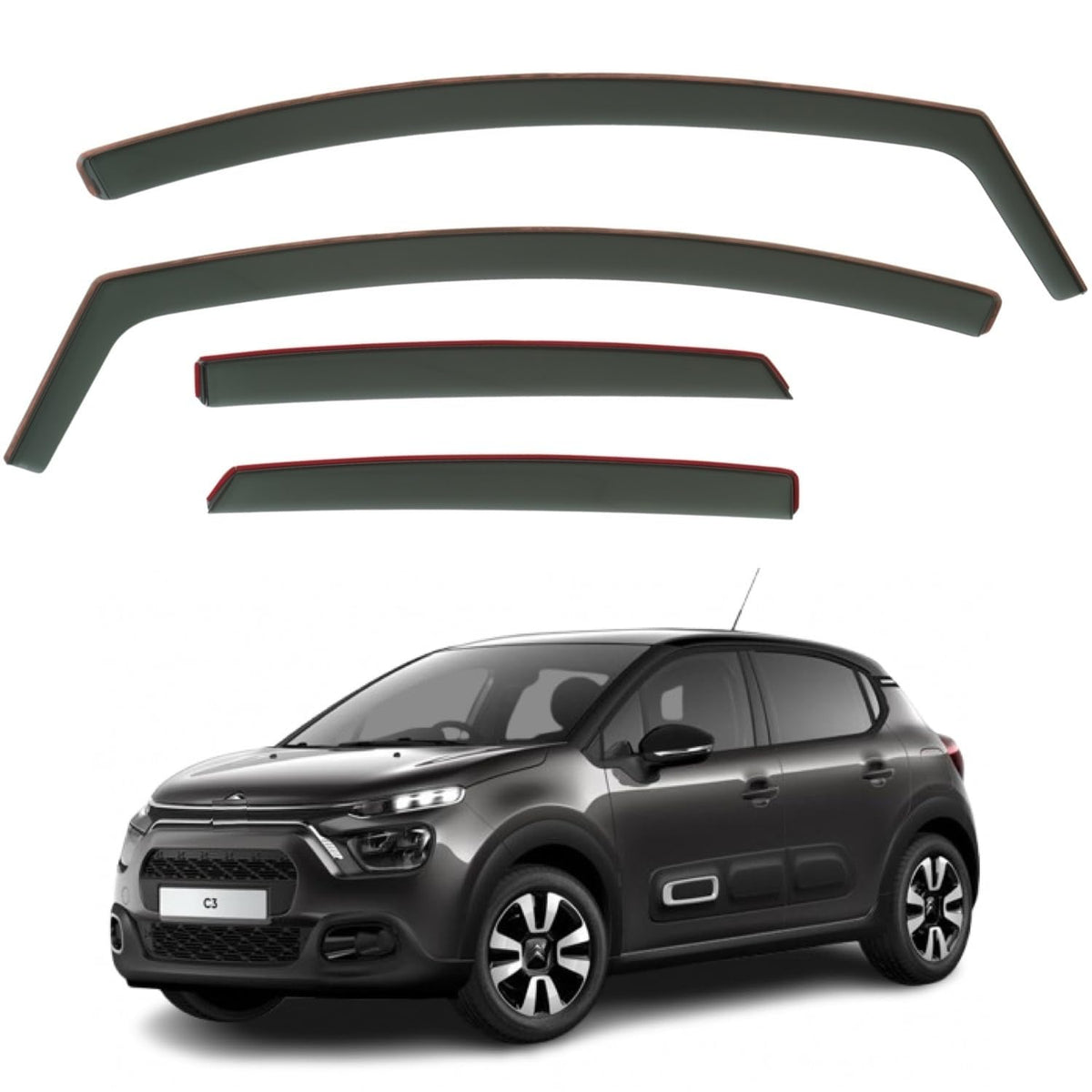 Citroën C3 Wind Deflectors 2016–2024, In-Channel