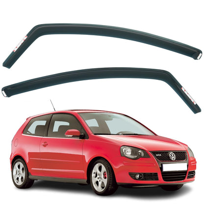 Set Of 2 Wind Deflectors Compatible with VOLKSWAGEN POLO MK4 3-door HATCHBACK 2002 2003 2004 2005 2006 2007 2008 2009 Models