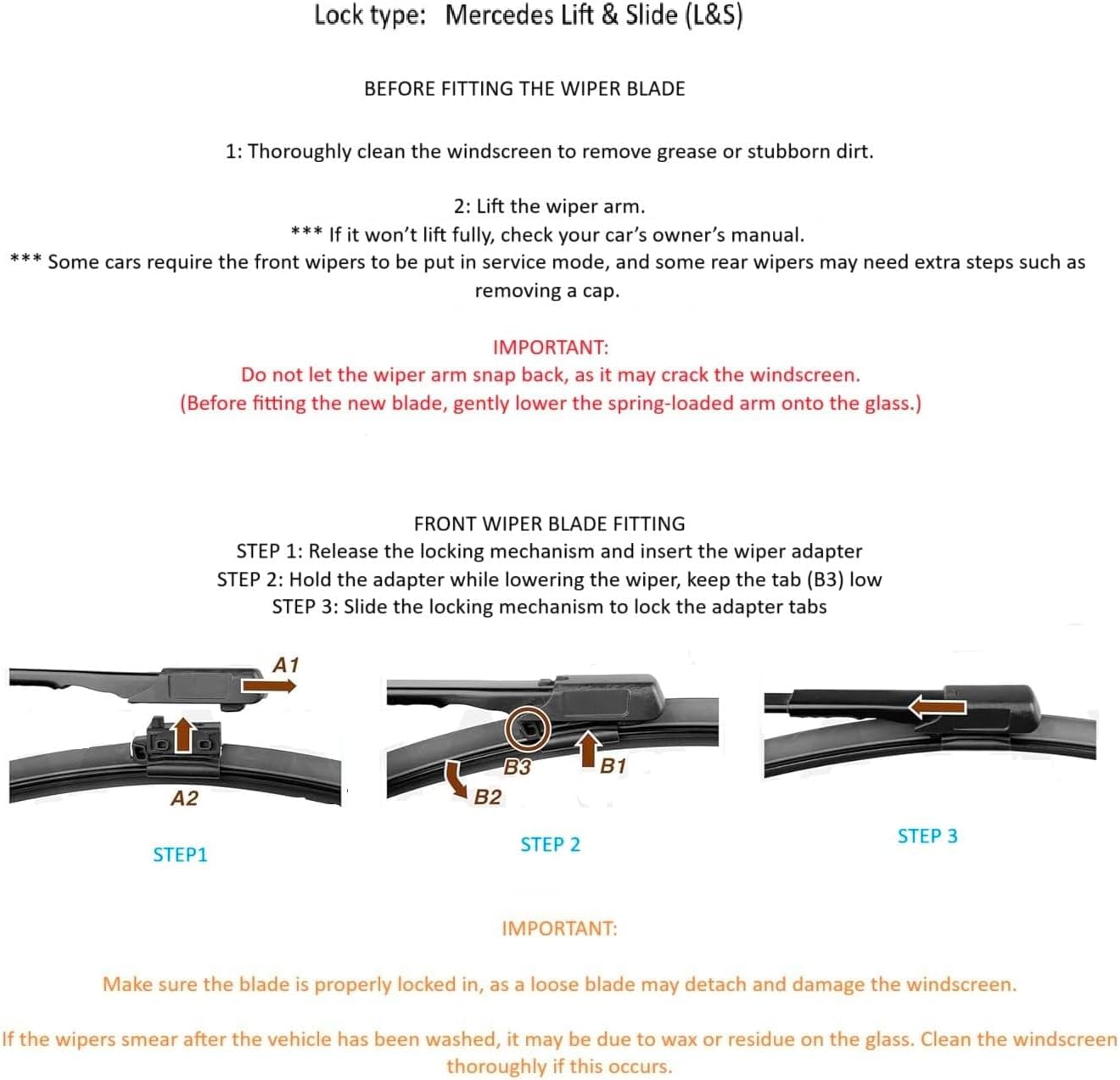 Wiper Blades, Mercedes-Benz C-Class 2014–2023