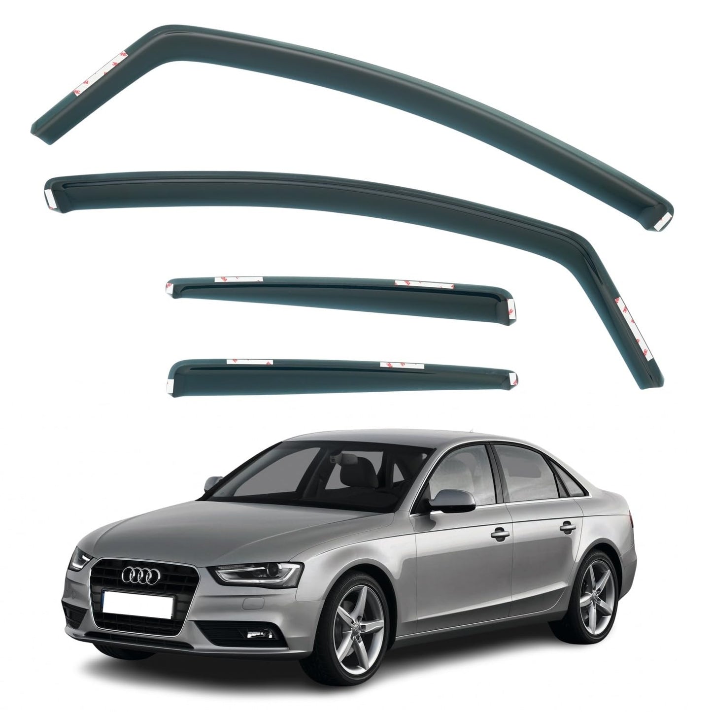 Set Of 4 Wind Deflectors Compatible with AUDI A4 S4 4-door Saloon/Sedan 2009 2010 2011 2012 2013 2014 2015 Models.