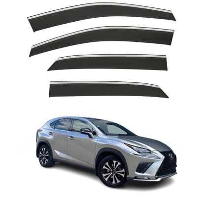 Set Of 4 STICK-ON Wind Deflectors Compatible with LEXUS NX 300h 2014 2015 2016 2017 2018 2019 2020 2021 Models.