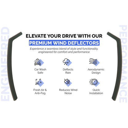AirFlux Set Of 2 Wind Deflectors Compatible with AUDI A3 S3 3-door HATCHBACK 2004 2005 2006 2007 2008 2009 2010 2011 2012 Models.