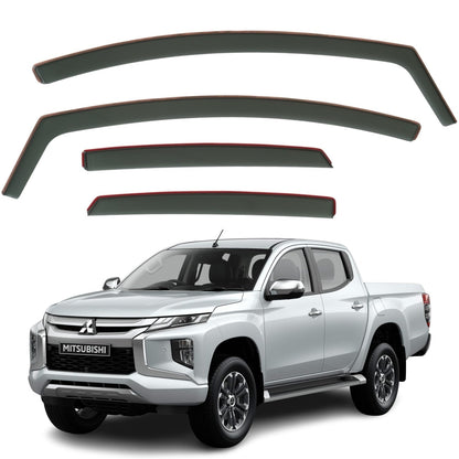Set Of 4 Wind Deflectors Compatible with MITSUBISHI L200 Triton Fits FIAT FULBACK 2015 2016 2017 2018 2019 2020 2021 2022 Models.