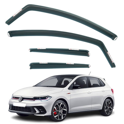 Set Of 4 Wind Deflectors Compatible with VOLKSWAGEN POLO MK6 5-door Hatchback 2018 2019 2020 2021 2022 2023 2024 Models.