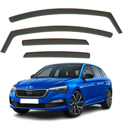 Set Of 4 Wind Deflectors Compatible with SKODA SCALA 5-door Hatchback 2019 2020 2021 2022 2023 2024 2025 Models.