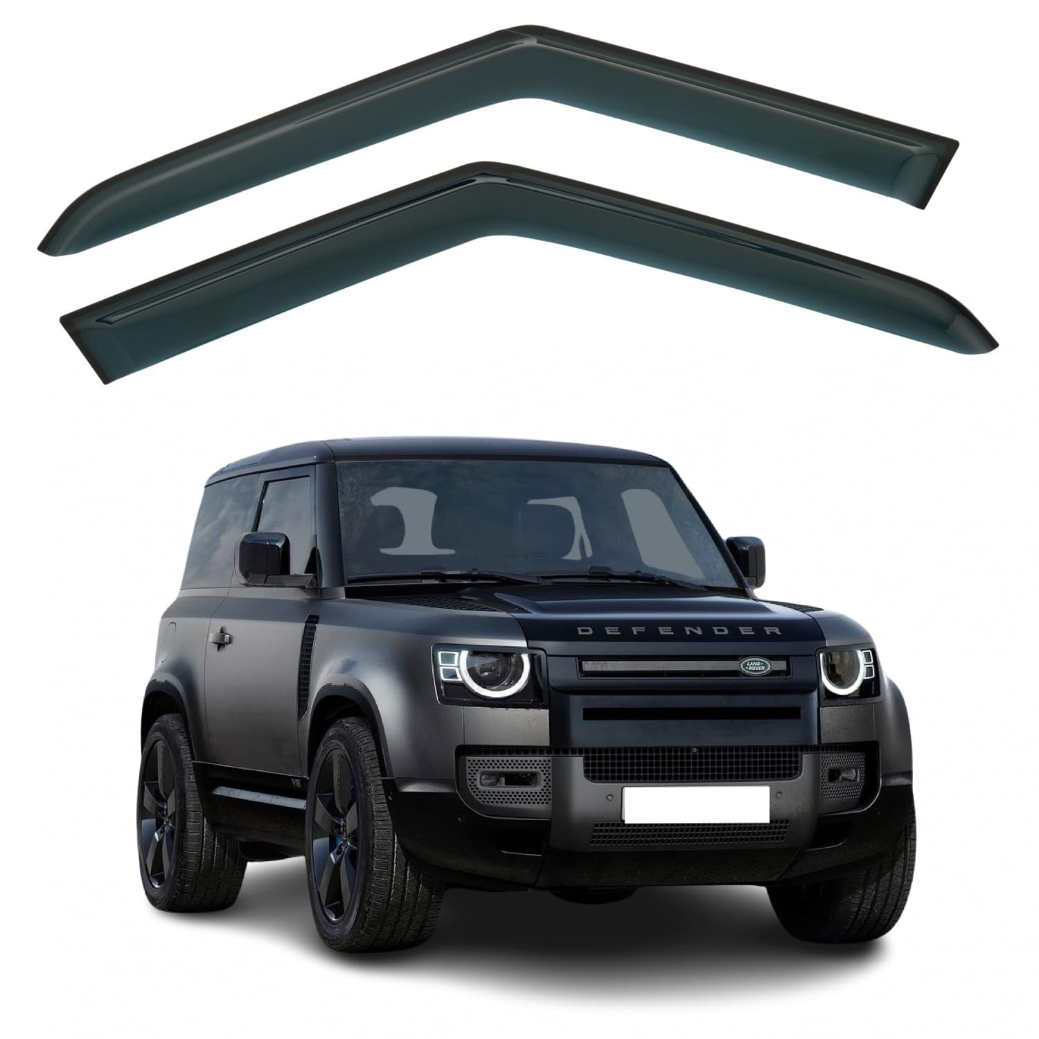 Set Of 2 STICK-ON Wind Deflectors Compatible with LAND ROVER DEFENDER ...