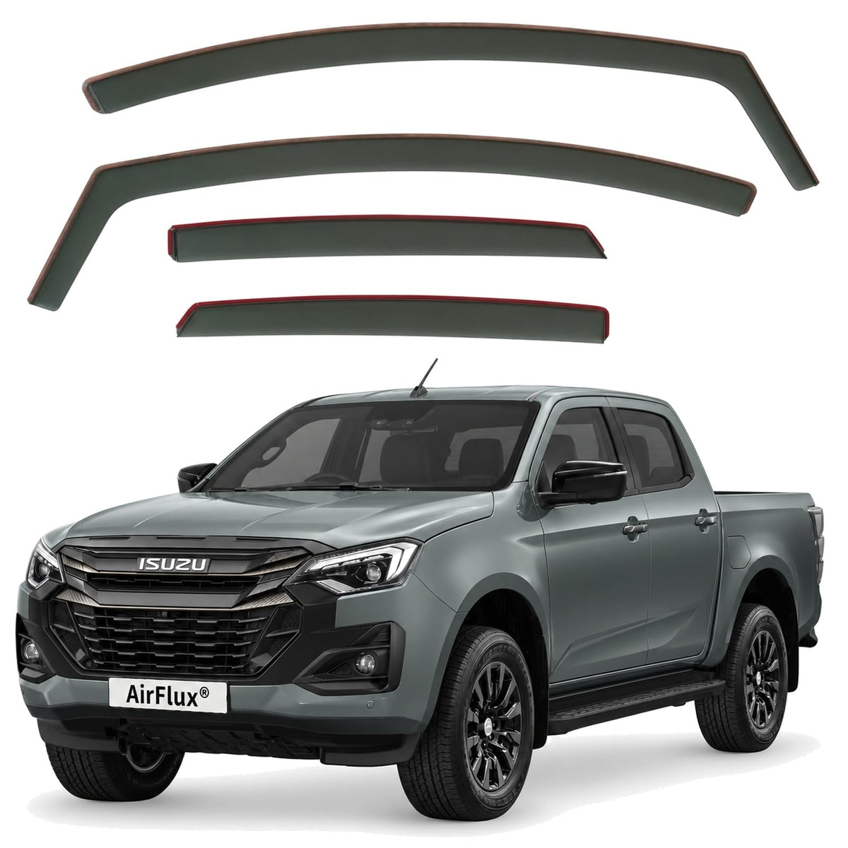 AirFlux wind deflectors for Isuzu D-Max Double Cab 2021 to 2027