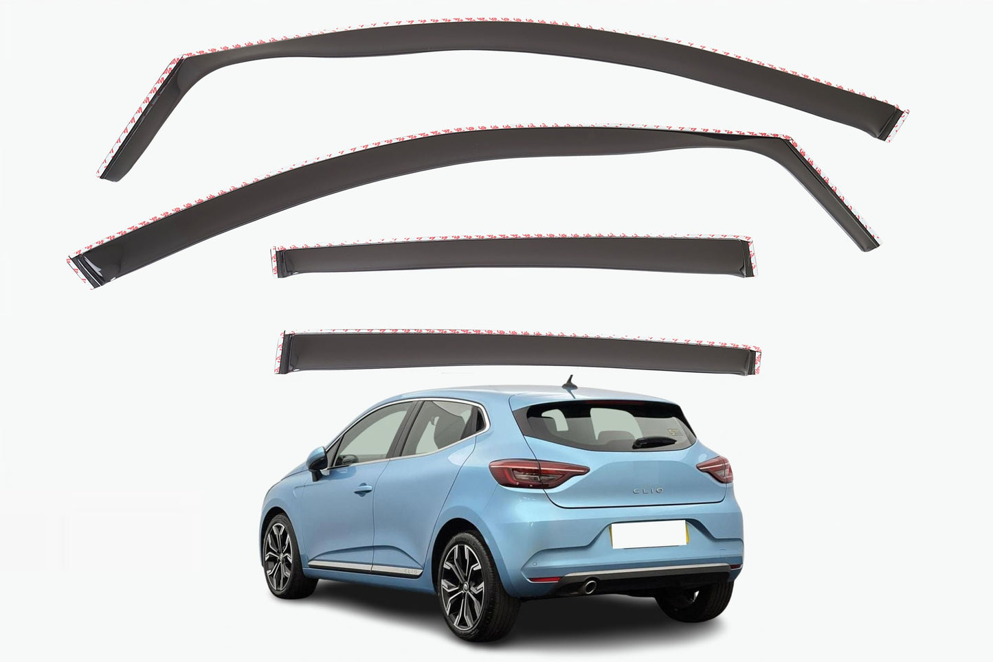 Set Of 4 Wind Deflectors Compatible with RENAULT CLIO MK5 5-door Hatchback 2020 2021 2022 2023 2024 2025 Models