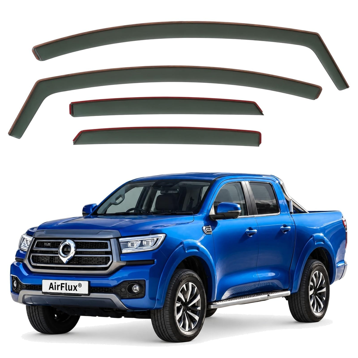 AirFlux wind deflectors for GWM Poer 300 Double Cab 2025 to 2027